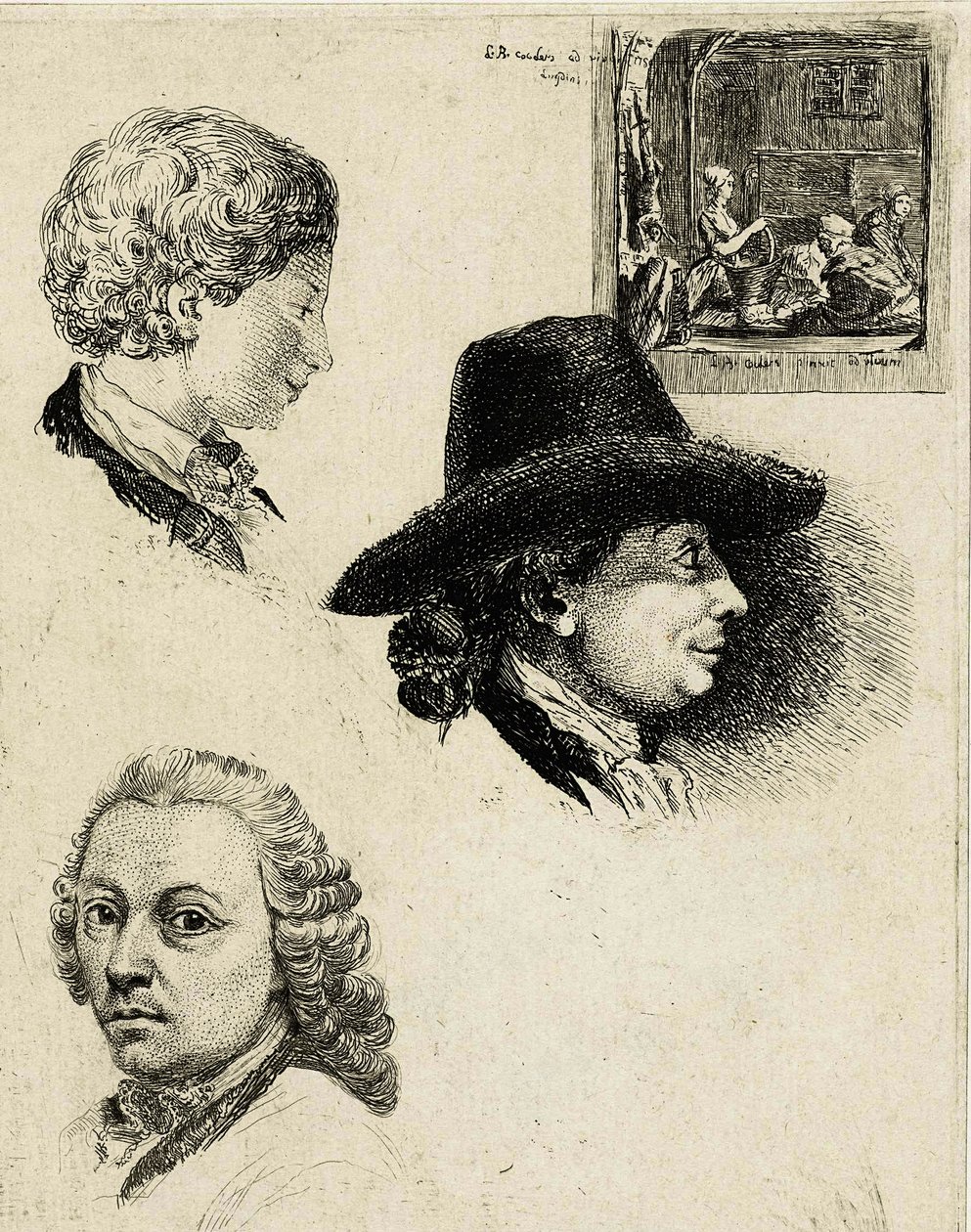 Coclers, L B, Plansza z portretami Louisa Bernarda Coclersa i jego rodziny (Rijksmuseum) autorstwa Louis Bernard Coclers