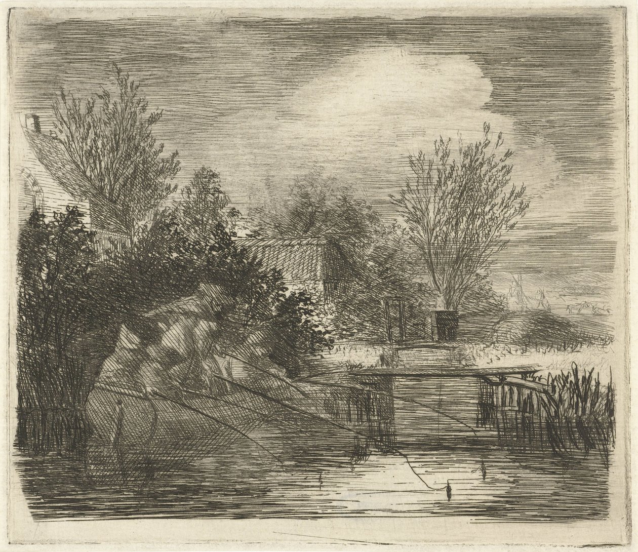 Wędkarze nad rzeką autorstwa Louis Bernard Coclers