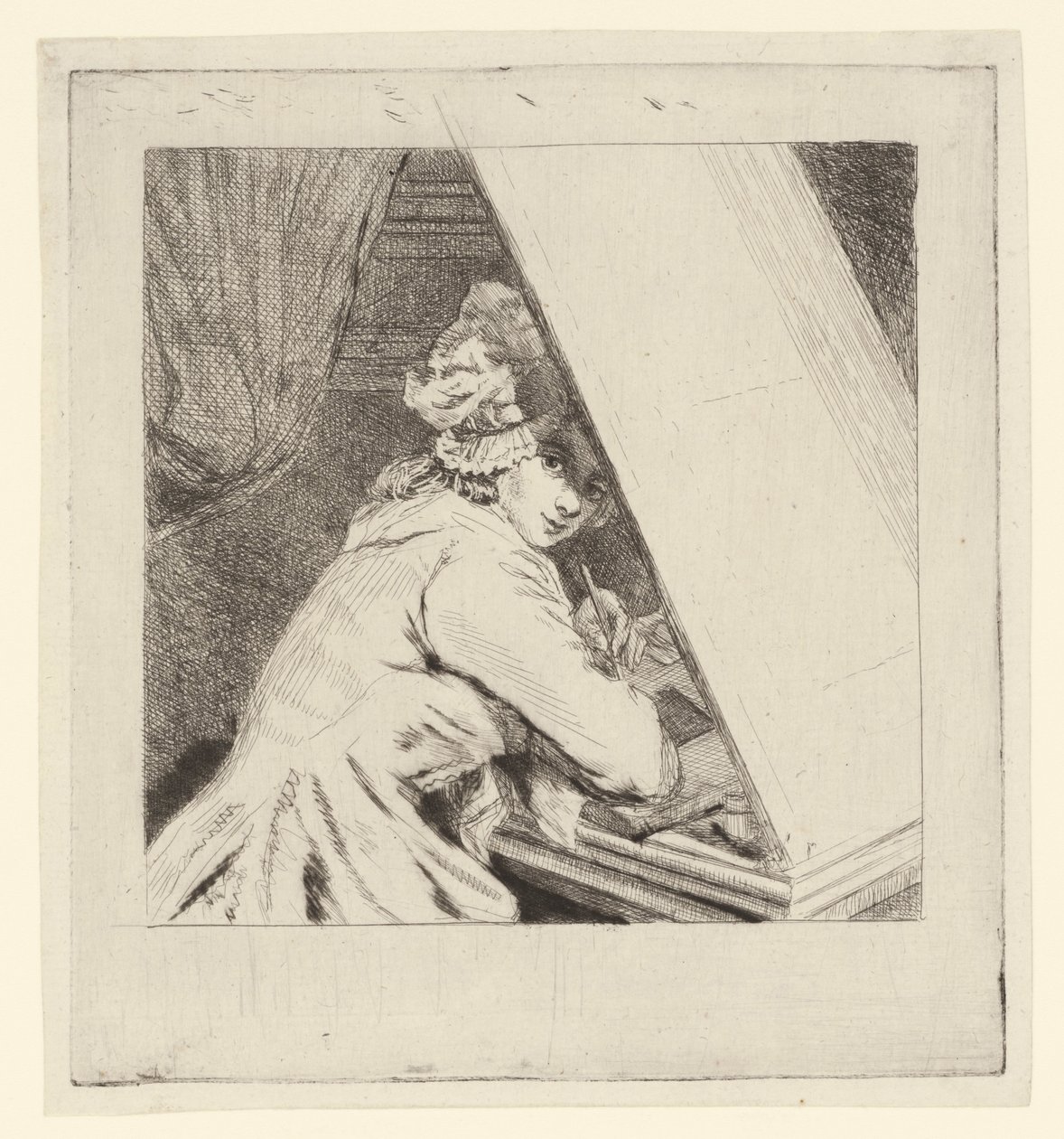 Portret Marie-Lambertine Coclers, na liściu vituur autorstwa Louis Bernard Coclers