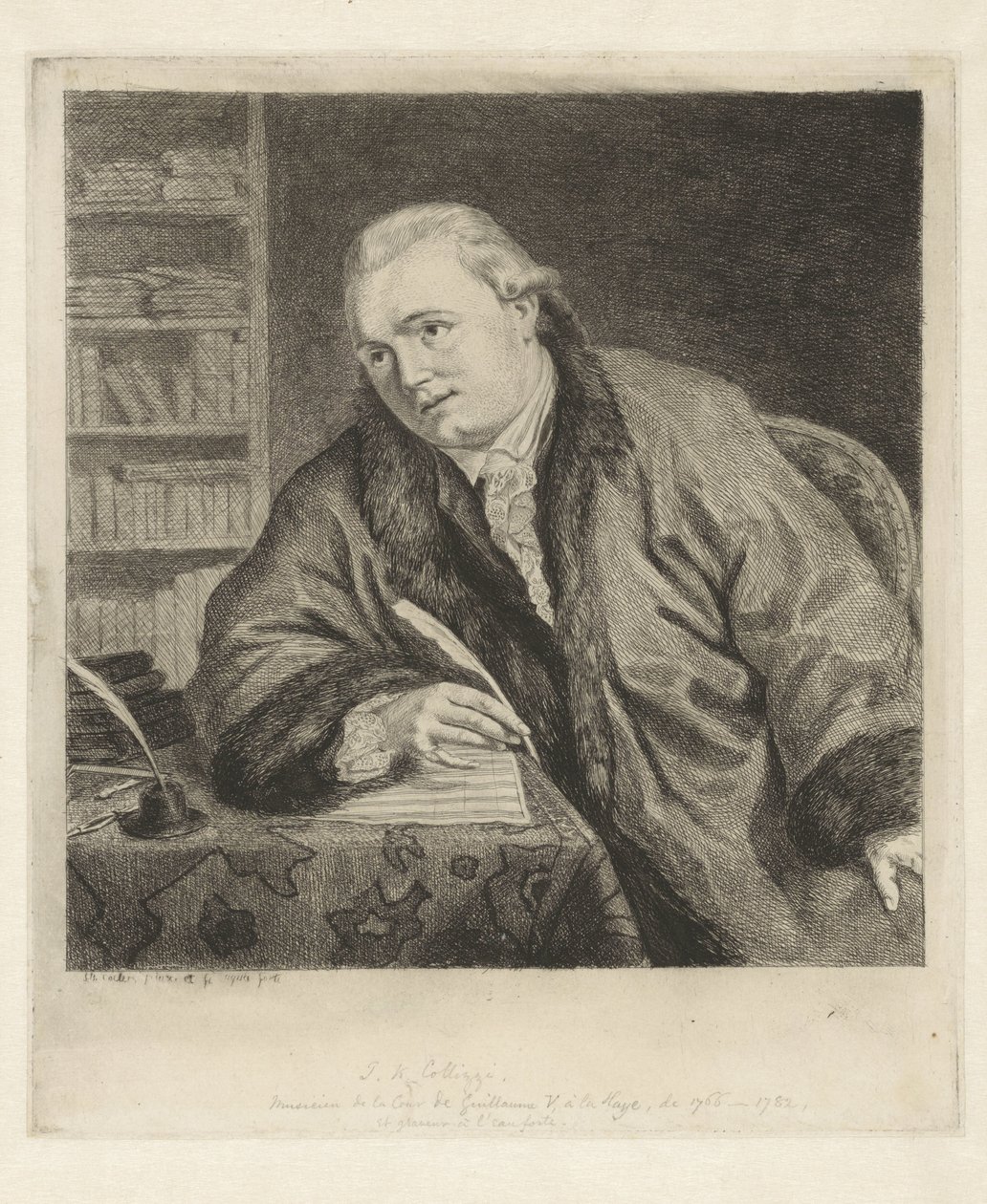 Portret kompozytora i rytownika Johan Antoni Kauclitz Colizzi autorstwa Louis Bernard Coclers