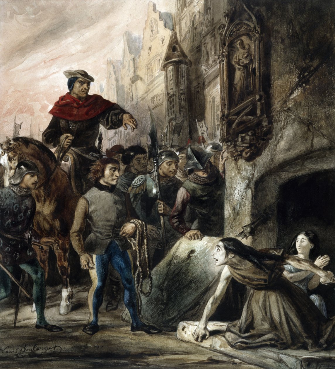 La Esmeralda broniona przez La Sachette. autorstwa Louis Boulanger