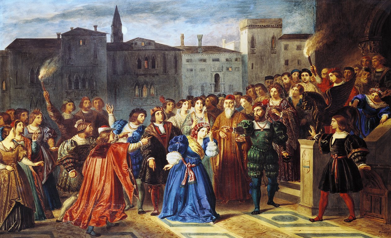 Scena konfrontacji z „Lukrecji Borgii” Victora Hugo autorstwa Louis Boulanger