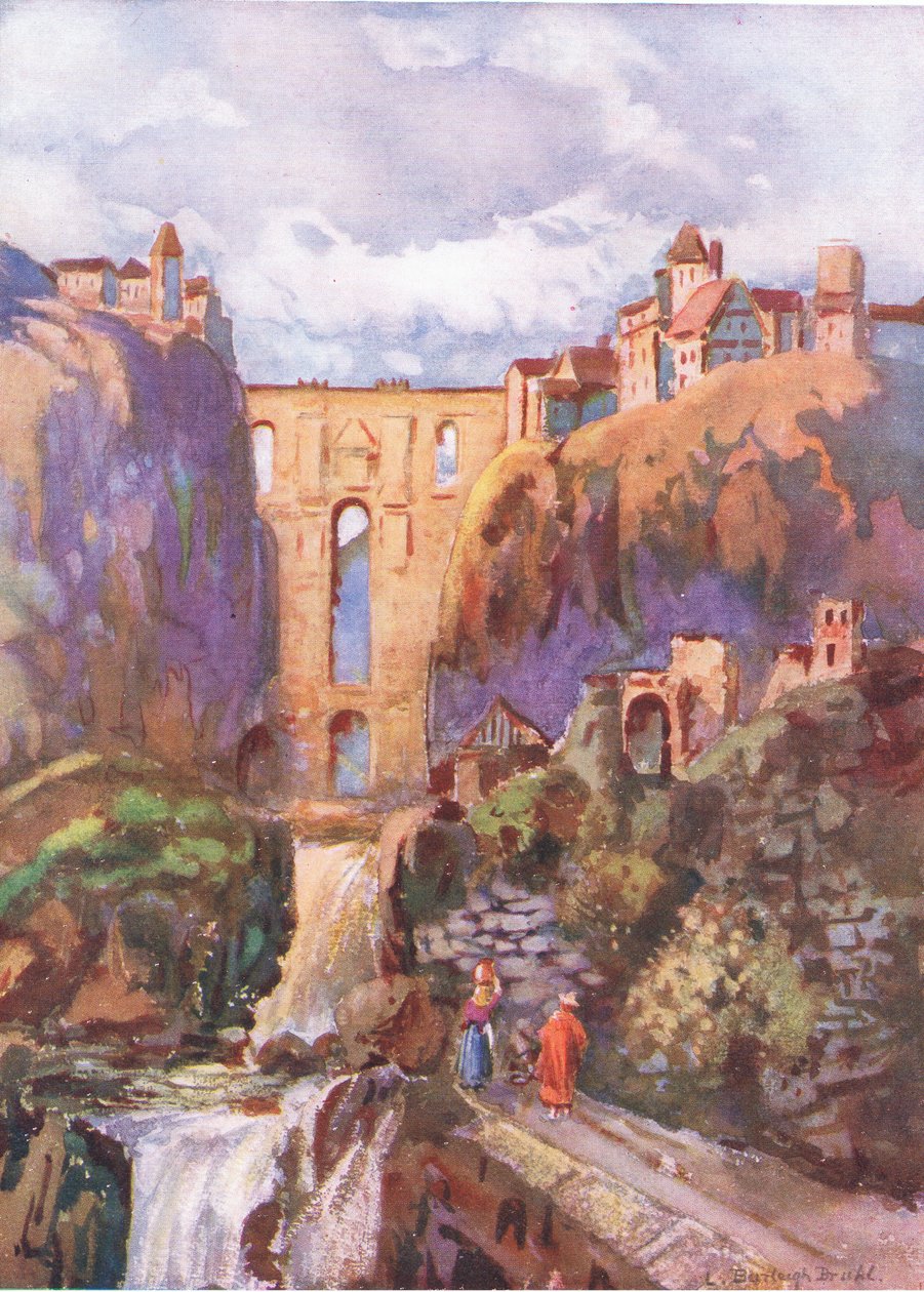 Tajo Ronda, z Hutchinsons Picturesque Europe wydanej przez Hutchinson & Son, ok. 1930 autorstwa Louis Burleigh Bruhl