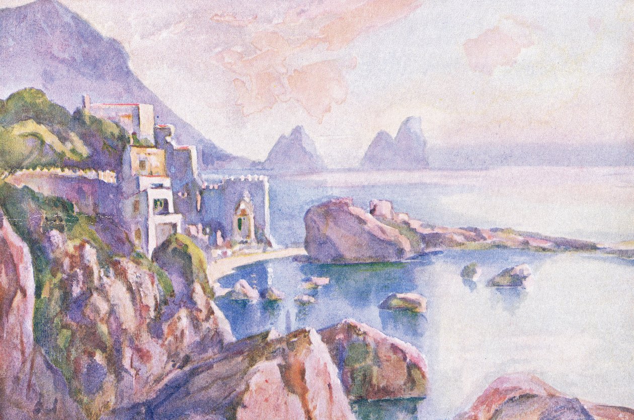 Wyspa Capri, z Hutchinsons Picturesque Europe wydanej przez Hutchinson & Son, ok. 1930 autorstwa Louis Burleigh Bruhl