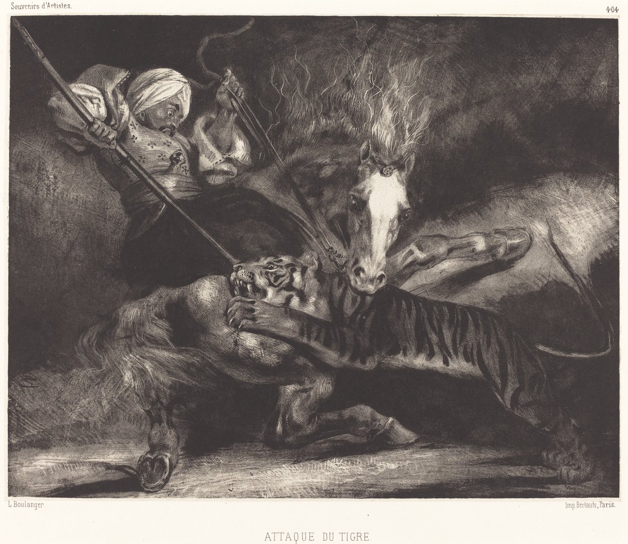 Atak tygrysa autorstwa Louis Candide Boulanger
