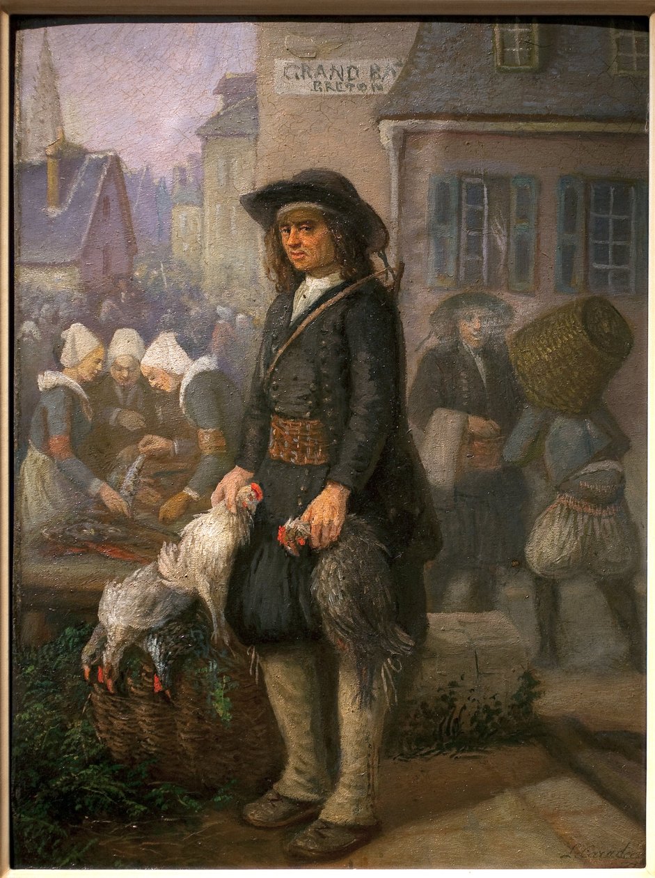Scena spacerowa w Bretanii. Obraz Louisa Caradeca (1802-1888). Olej na płótnie, ok. 1850 r. Muzeum Bretońskie w Quimper. autorstwa Louis Caradec