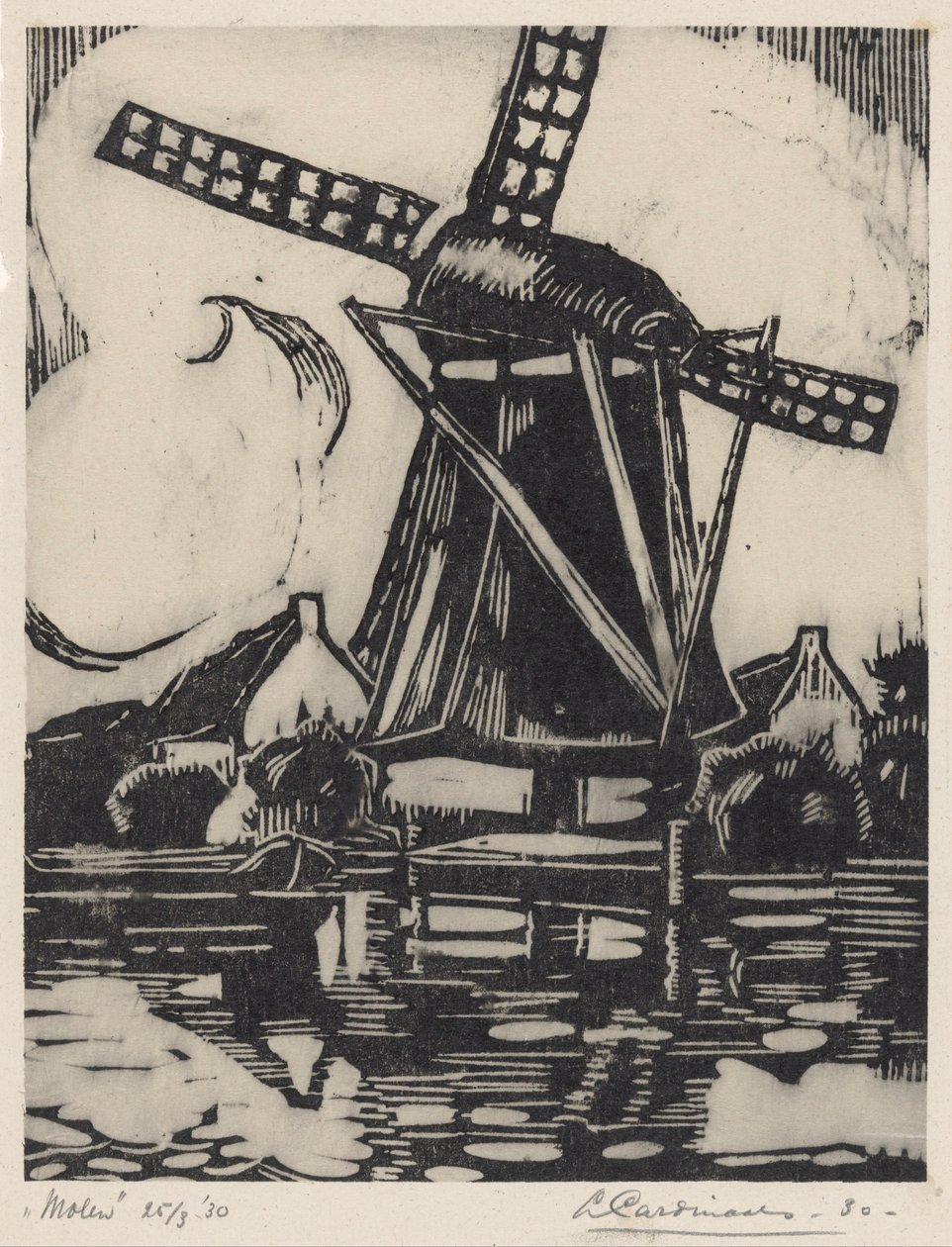 Molen (oryginalny tytuł na obiekcie) autorstwa Louis Cardinaals (signed by artist)