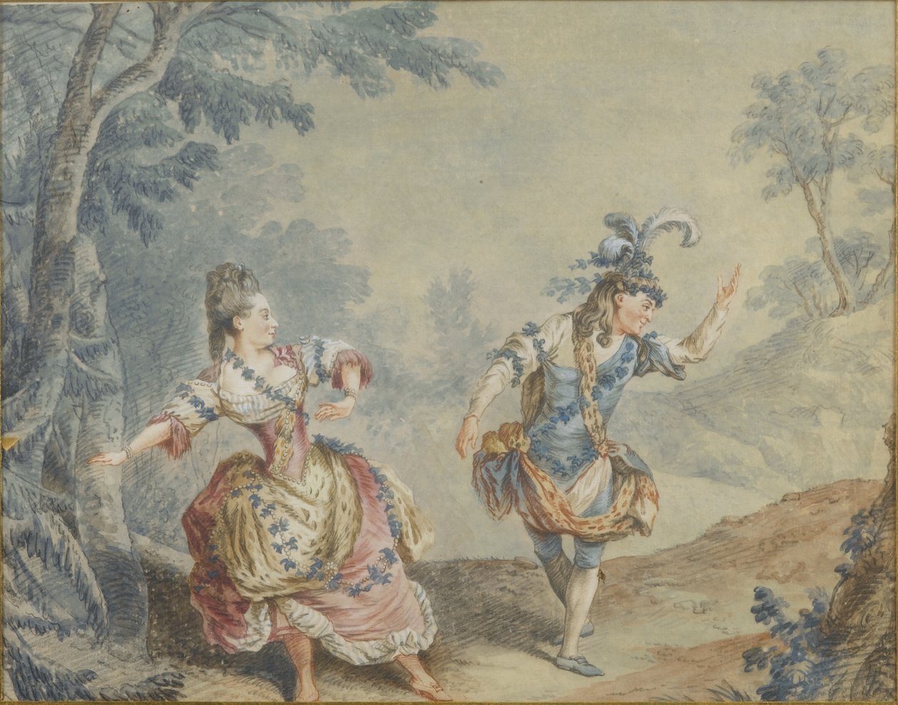 Marie Allard i Jean Dauberval w operze-balecie Silvie autorstwa Louis Carrogis dit Carmontelle
