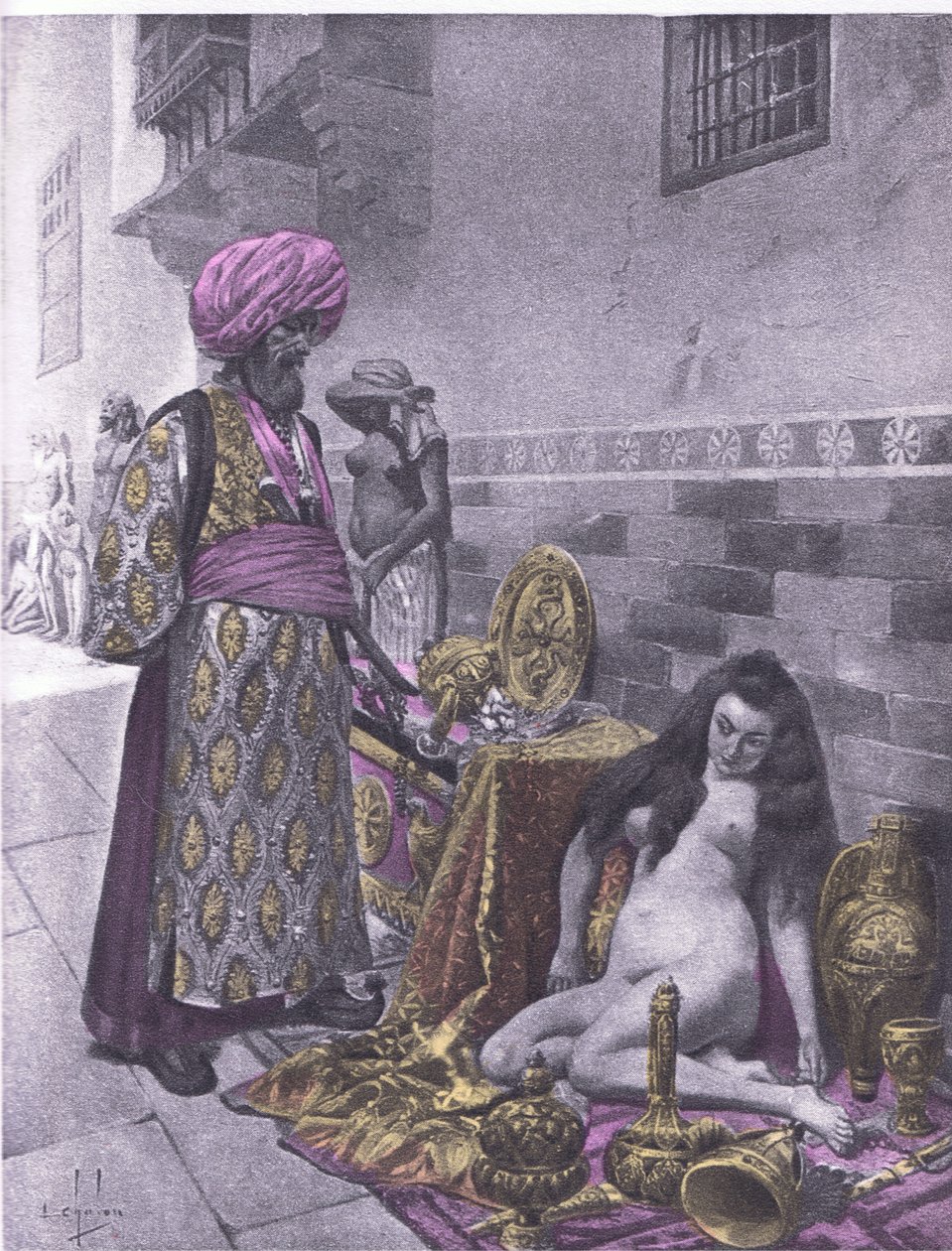 Osbech i jeńcy, ilustracja z Dekameronu Boccaccio wydana przez Towarzystwo Nawarry, lata 30. (lito) autorstwa Louis Chalon