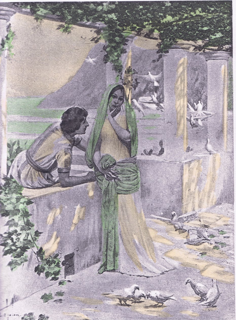 Restituta, ilustracja z Decameron of Boccaccio wydana przez Towarzystwo Nawarry, lata 30. (lito) autorstwa Louis Chalon