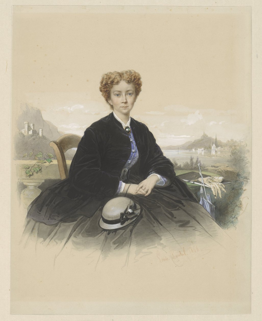 Portret van Maria Elisabeth Adolphine Waller-Schill autorstwa Louis Chantal