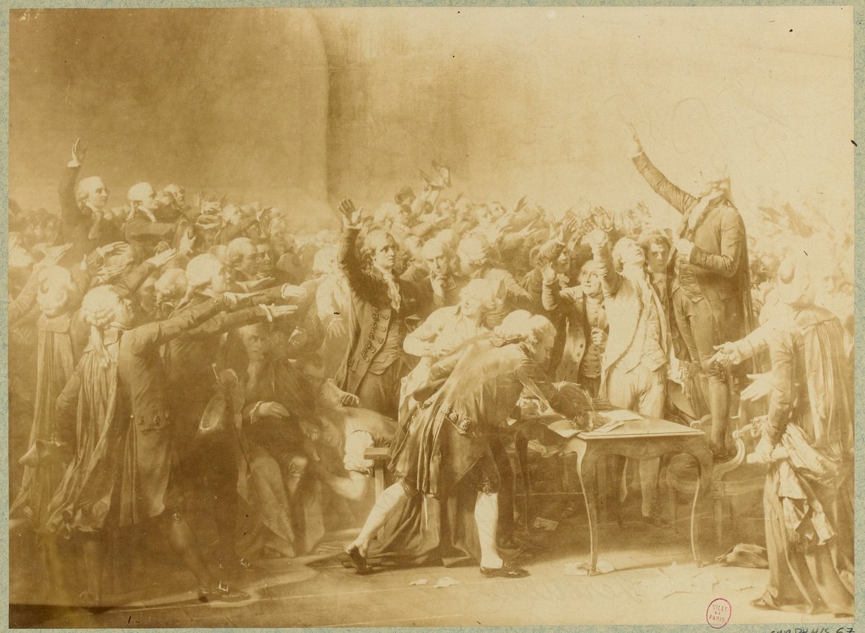Przysięga kortu tenisowego, 20 czerwca 1789 (zdjęcie w sepii) autorstwa Louis Charles Auguste (after) Couder