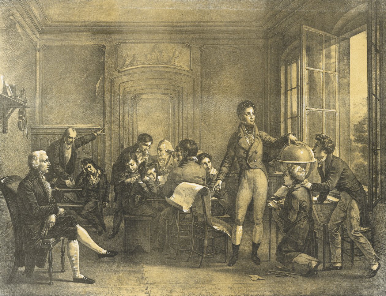 Louis-Philippe nauczanie geografii w Collège de Reichenau, wyd. 1820 autorstwa Louis Charles Auguste Couder