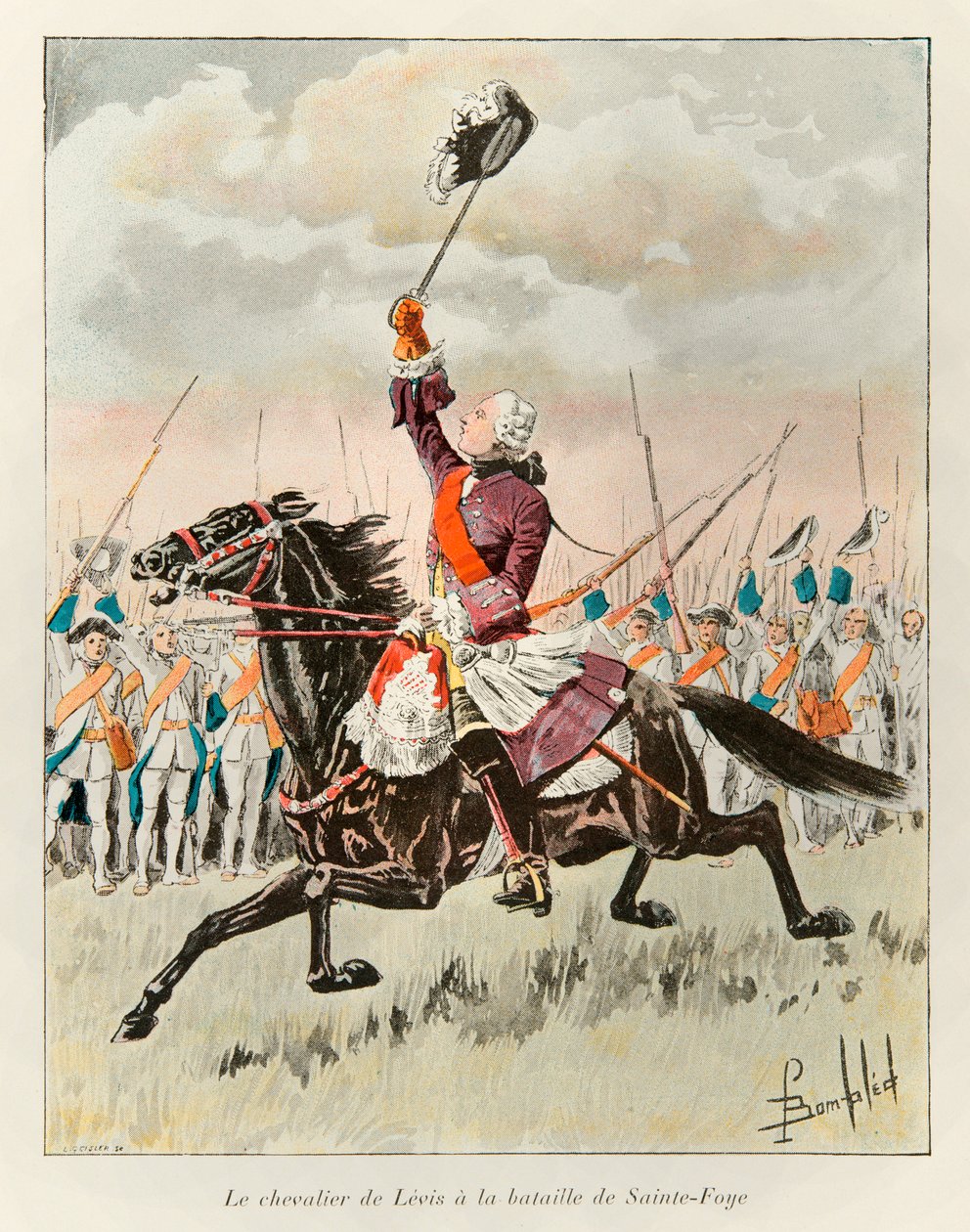 Zbombardowany Ludwik (1862 - 1927); Kawaler de Levis (Francois Gaston de Levis 1719 - 1787) w bitwie pod Sainte Foy w 1760 przeciwko Anglikom; Historia Nowej Francji Eugene