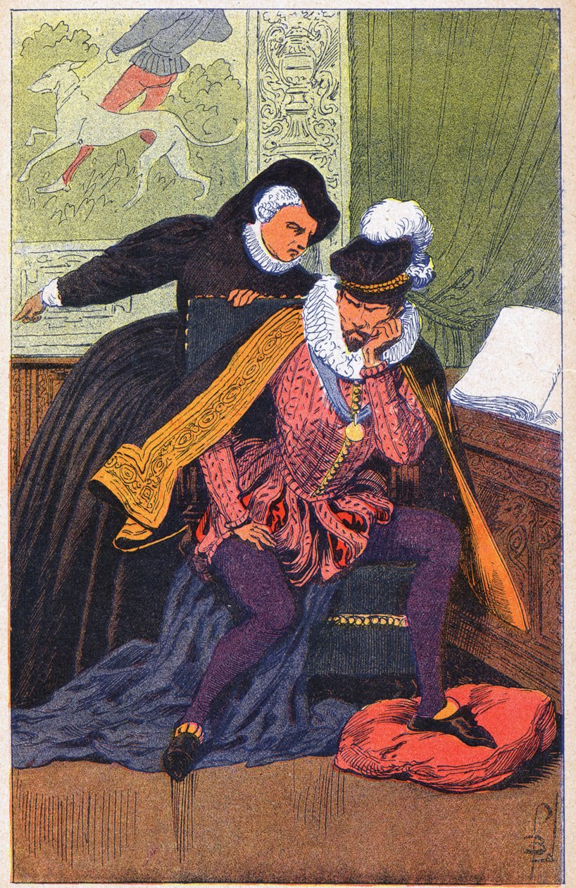 Katarzyna de Medicis i jej syn Karol IX autorstwa Louis Charles Bombled