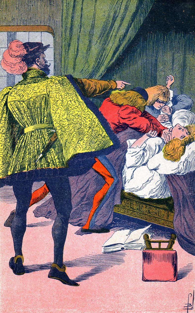 Cesar Borgia zabija swojego brata autorstwa Louis Charles Bombled