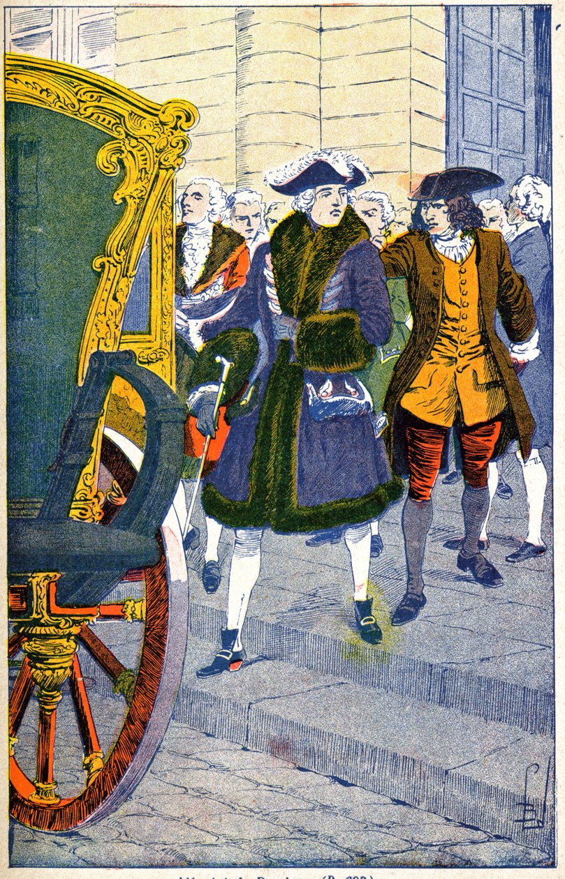 Damiens czekający na życie Ludwika XV autorstwa Louis Charles Bombled
