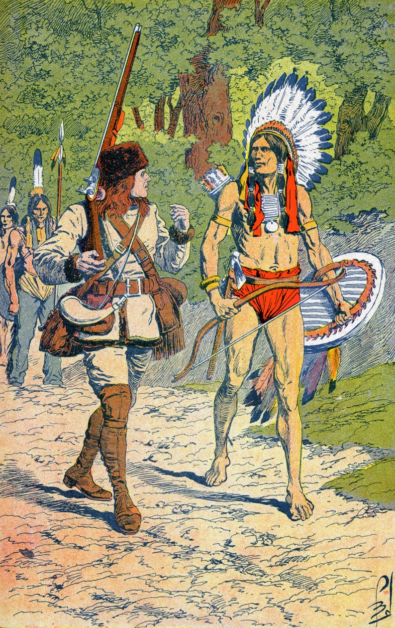 Francuscy traperzy z Indianami w Ameryce autorstwa Louis Charles Bombled