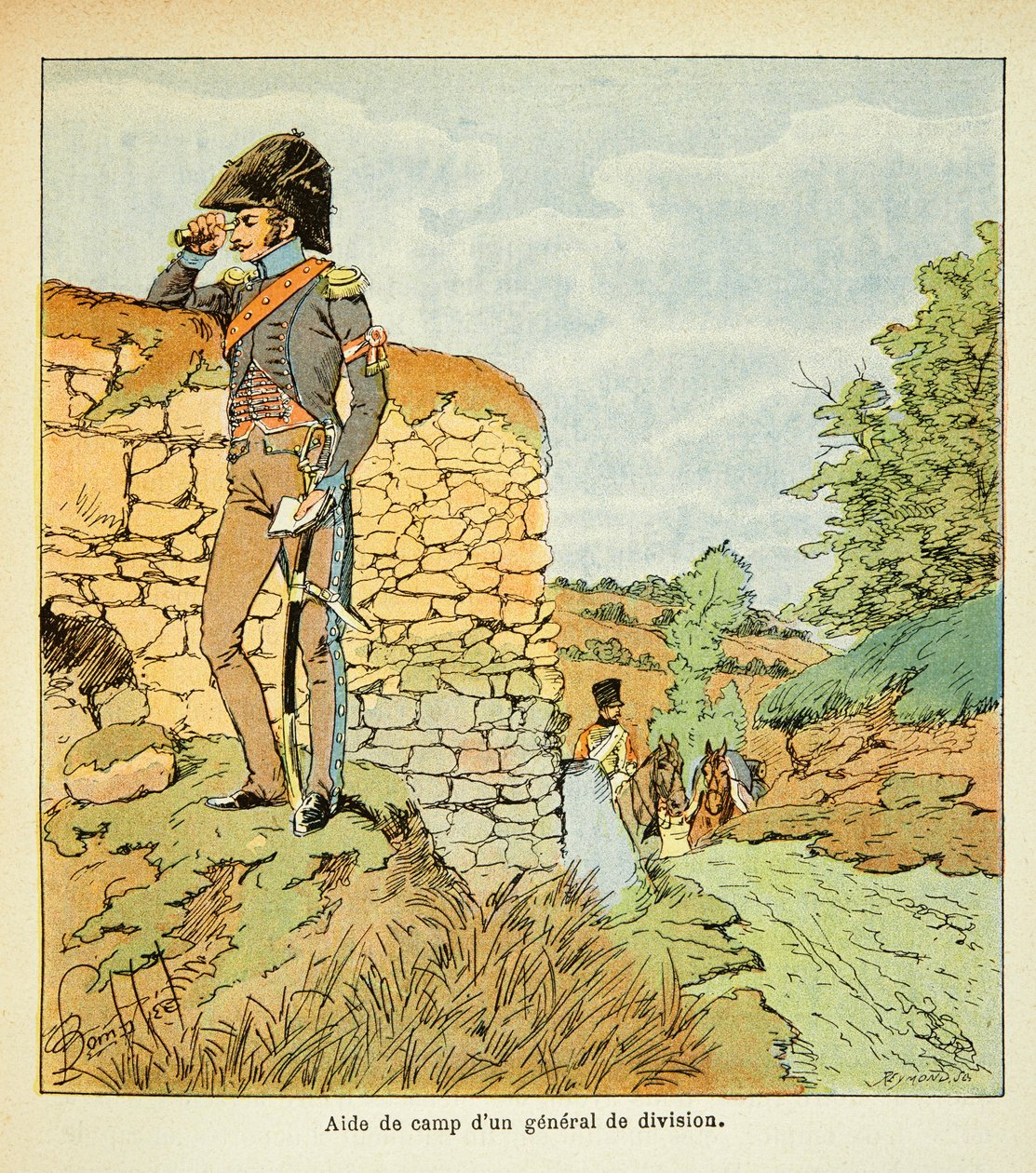 Ilustracja Bombled Louis (1862-1927) z książki „Memoriał św. Heleny” hrabiego Emmanuela de Las Cases (1766-1842): Aide de camp generała dywizji armii francuskiej, zbiory prywatne autorstwa Louis Charles Bombled