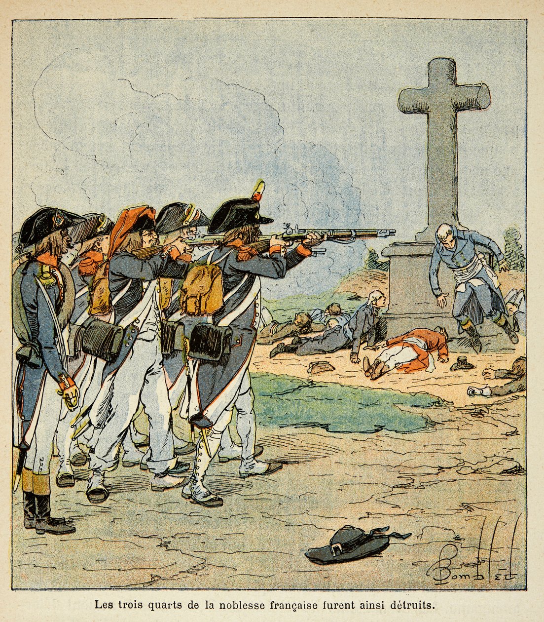 Ilustracja Bombled Louis (1862-1927) z książki „Memoriał św. Heleny” hrabiego Emmanuela de Las Cases (1766-1842): Strzelanina des chouans podczas wojny w Vendee, kolekcja prywatna autorstwa Louis Charles Bombled