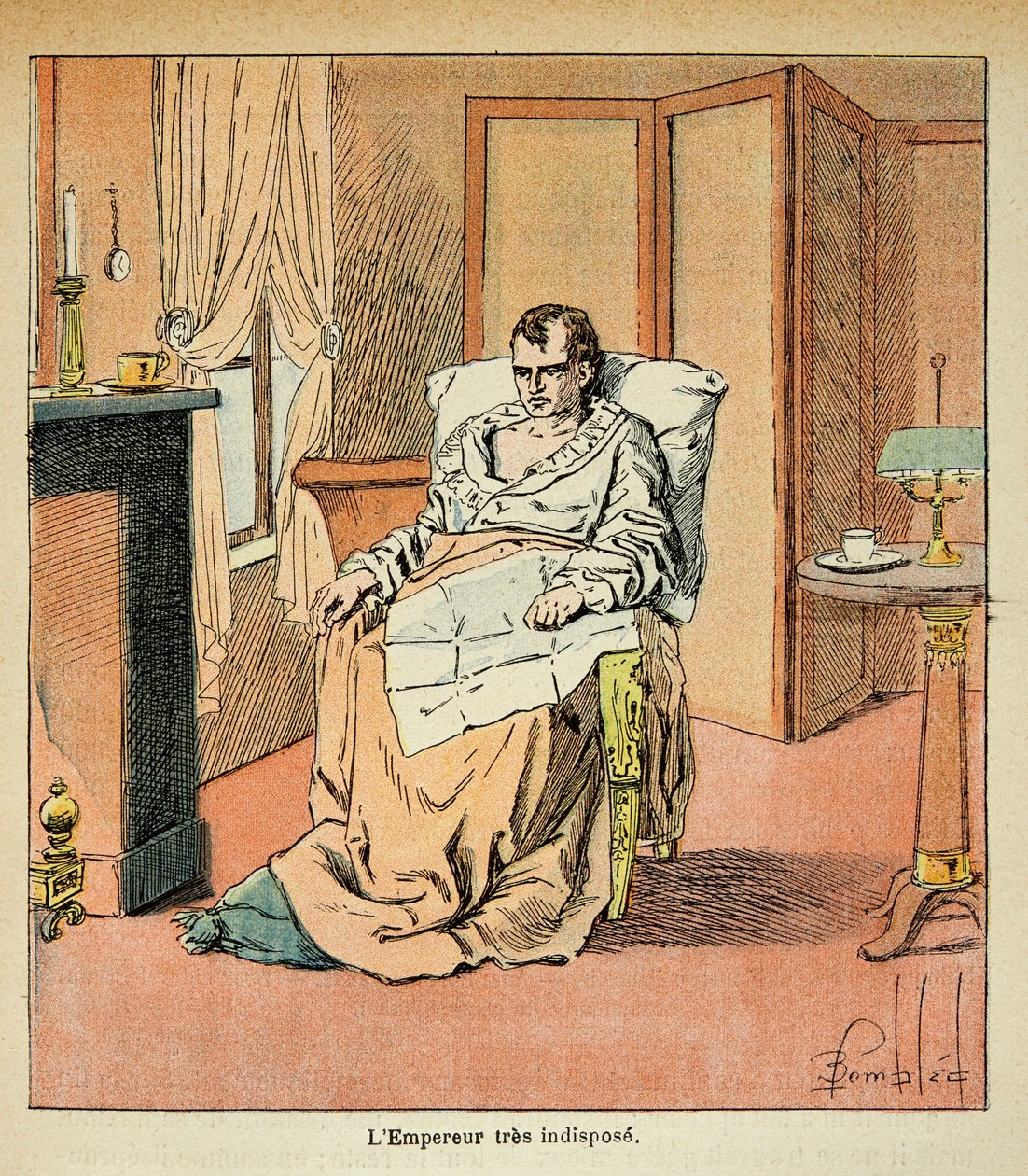 Ilustracja Bombled Louis (1862-1927) z książki „Memoriał św. Heleny” hrabiego Emmanuela de Las Cases (1766-1842): Chory cesarz Napoleon na St. Helene, kolekcja prywatna autorstwa Louis Charles Bombled