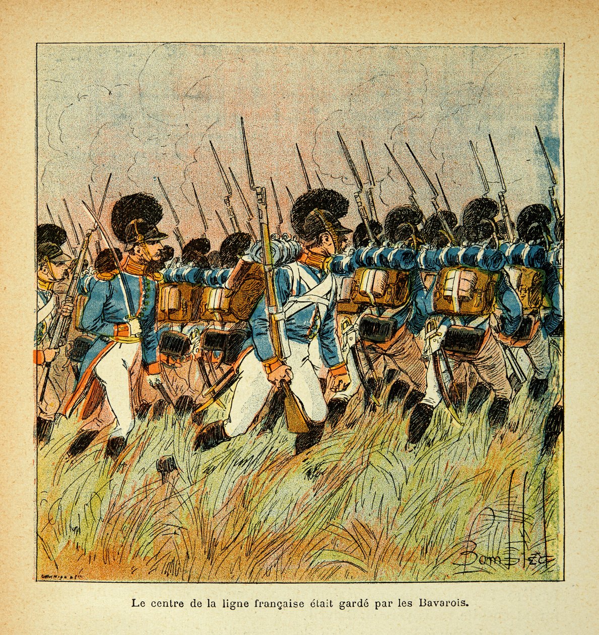 Ilustracja Bombled Louis (1862-1927) z książki „Memoriał św. Heleny” hrabiego Emmanuela de Las Cases (1766-1842): Bawarska Armia zintegrowana z Armią Napoleona, kolekcja prywatna autorstwa Louis Charles Bombled