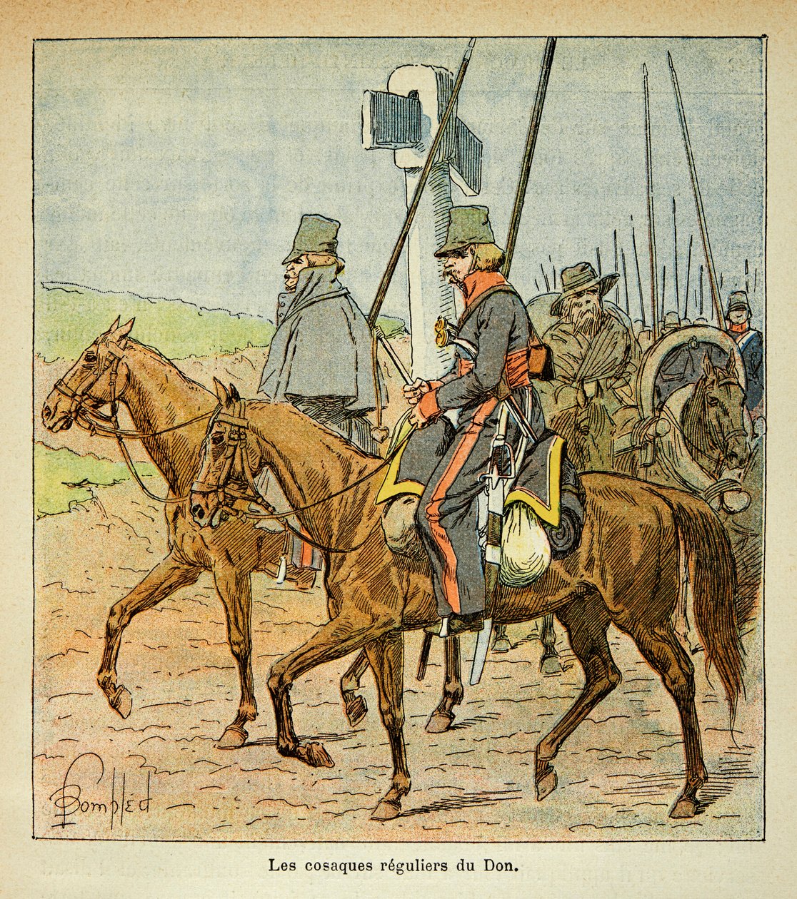 Ilustracja autorstwa Bombled Louis (1862-1927) z książki „Memoriał św. Heleny” hrabiego Emmanuela de Las Cases (1766-1842): Kozacy Donu, kolekcja prywatna autorstwa Louis Charles Bombled