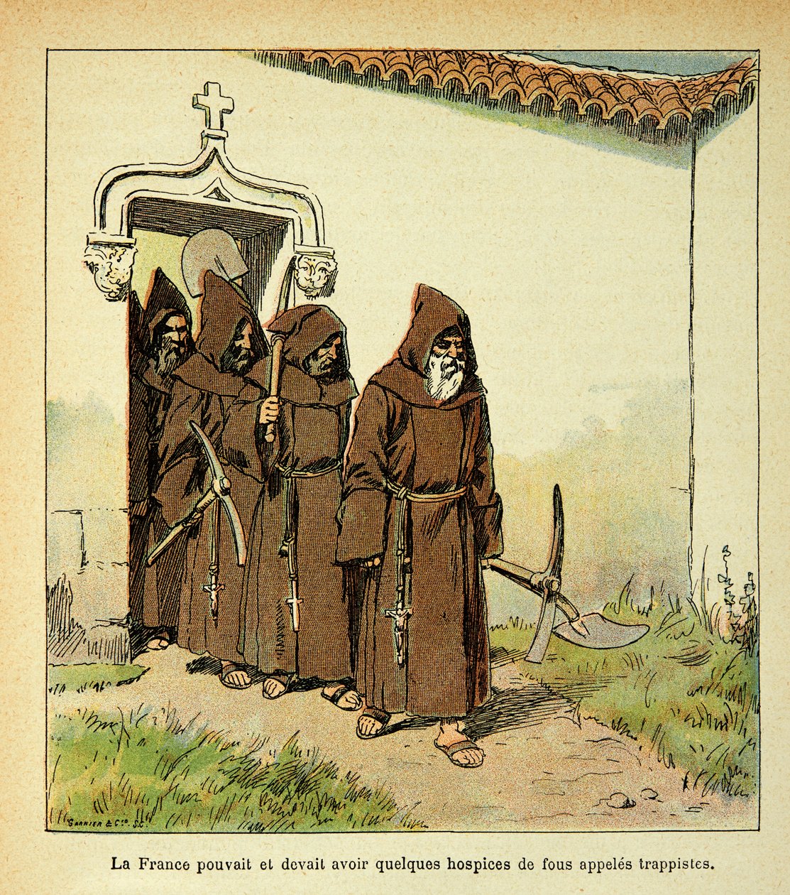 Ilustracja autorstwa Bombled Louis (1862-1927) z książki „The Memorial of Saint Helene” hrabiego Emmanuela de Las Cases (1766-1842): Trappists, Private Collection autorstwa Louis Charles Bombled