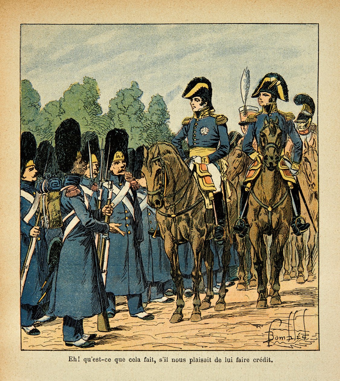 Ilustracja Bombled Louis (1862-1927) z książki „Memoriał św. Heleny” hrabiego Emmanuela de Las Cases (1766-1842): Zrzędliwy dzwoni do oficera, kolekcja prywatna autorstwa Louis Charles Bombled