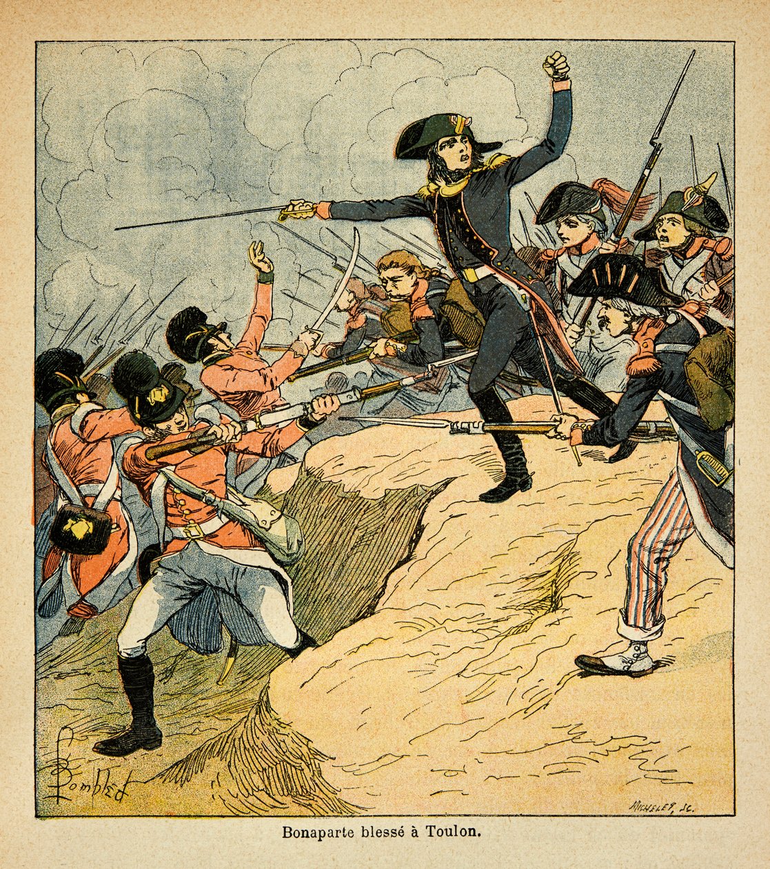 Ilustracja Bombled Louis (1862-1927) z książki „Memoriał św. Heleny” hrabiego Emmanuela de Las Cases (1766-1842): Rany Bonapartego w siedzibie Toulon, kolekcja prywatna autorstwa Louis Charles Bombled