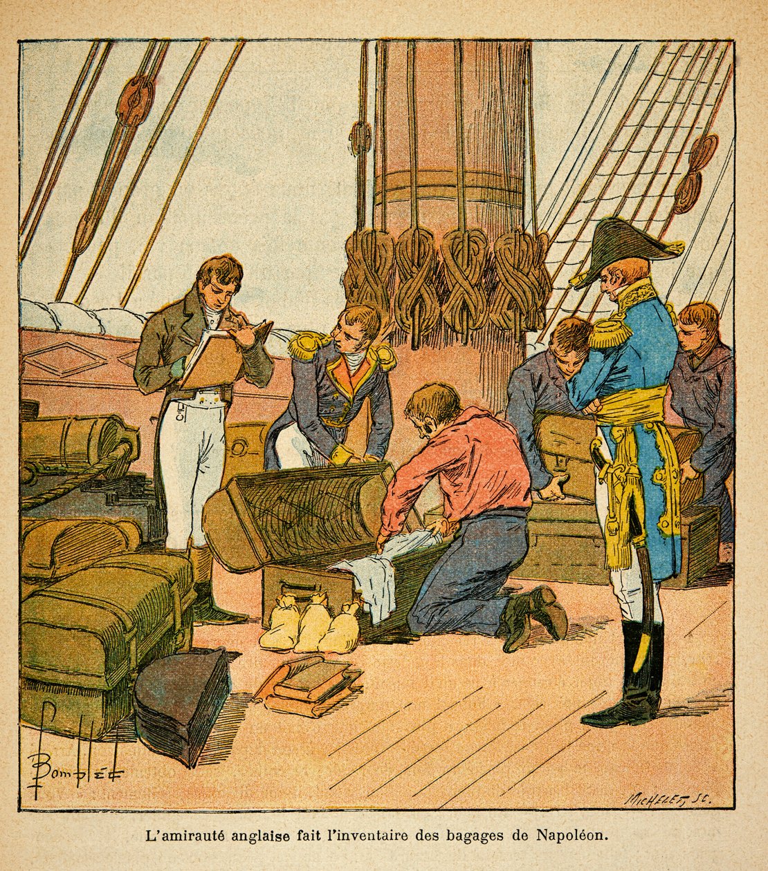 Ilustracja autorstwa Bombled Louis (1862-1927) z książki hrabiego Emmanuel de Las Cases „Memoriał św. w 1815 r. Prywat autorstwa Louis Charles Bombled