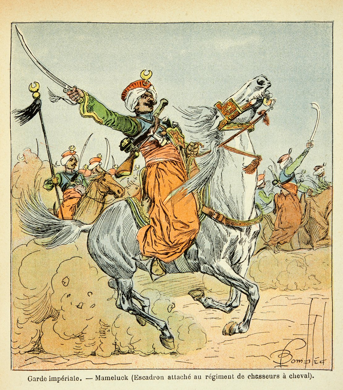 Ilustracja autorstwa Bombled Louis (1862-1927) z książki „Memoriał św. Heleny” hrabiego Emmanuela de Las Cases (1766-1842): Mameluk z Imperiale Guard, kolekcja prywatna autorstwa Louis Charles Bombled