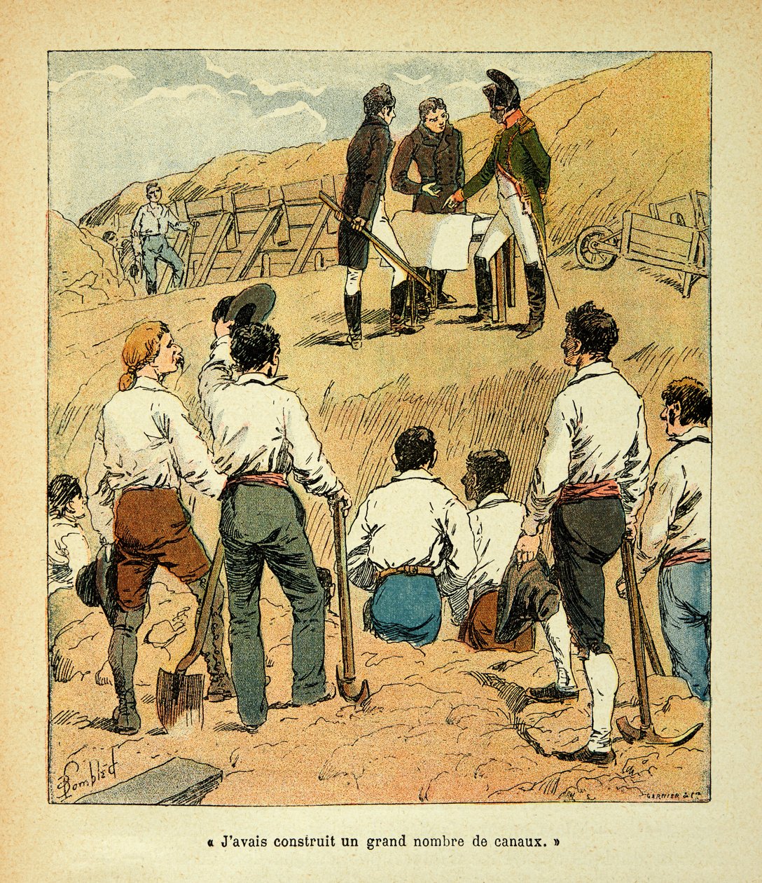 Ilustracja autorstwa Bombled Louis (1862-1927) z książki „Memoriał św. Heleny” hrabiego Emmanuela de Las Cases (1766-1842): Napoleon kierował głównymi dziełami we Francji podczas swojego panowania, Collection Partial autorstwa Louis Charles Bombled