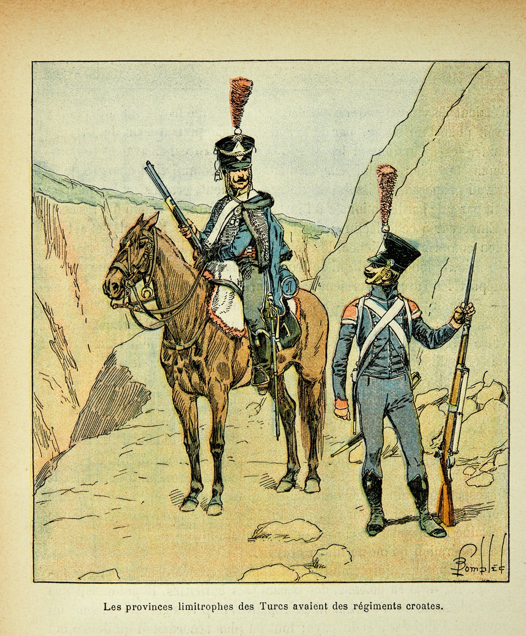 Ilustracja Bombled Louis (1862-1927) z książki „Memoriał św. Heleny” hrabiego Emmanuela de Las Cases (1766-1842): Prowincje graniczące z Turkami miały chorwackie pułki, kolekcja prywatna autorstwa Louis Charles Bombled