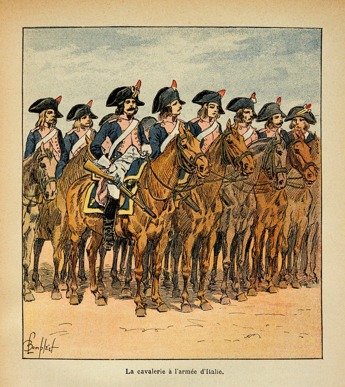 Ilustracja autorstwa Bombled Louis (1862-1927) z książki „Memoriał św. Heleny” hrabiego Emmanuela de Las Cases (1766-1842): Kawaleria z armią Włoch, kolekcja prywatna autorstwa Louis Charles Bombled