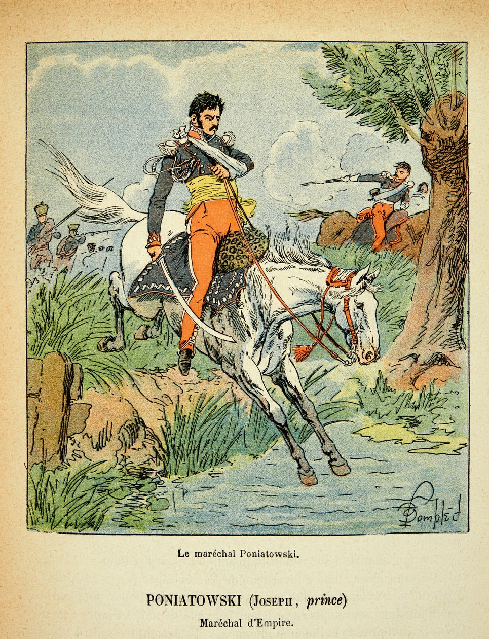 Ilustracja przedstawiająca Ludwika Bombleda (1862-1927) z książki "Pamiątka Świętej Heleny" autorstwa hrabiego Emmanuela de Las Cases (1766-1842): Portret marszałka Józefa Antoniego Poniatowskiego (1763-1813), kolekcja prywatna autorstwa Louis Charles Bombled