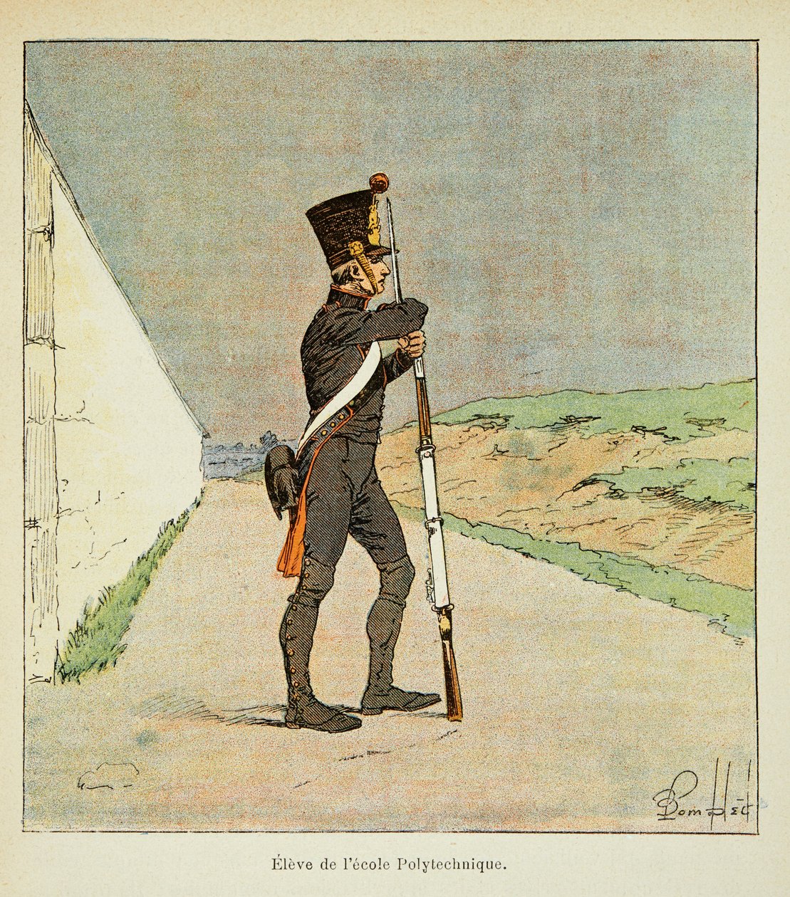 Ilustracja zbombardowanego Louisa (1862-1927) z książki „Memoriał św. Heleny” hrabiego Emmanuela de Las Cases (1766-1842): Student Szkoły Politechnicznej, kolekcja prywatna autorstwa Louis Charles Bombled