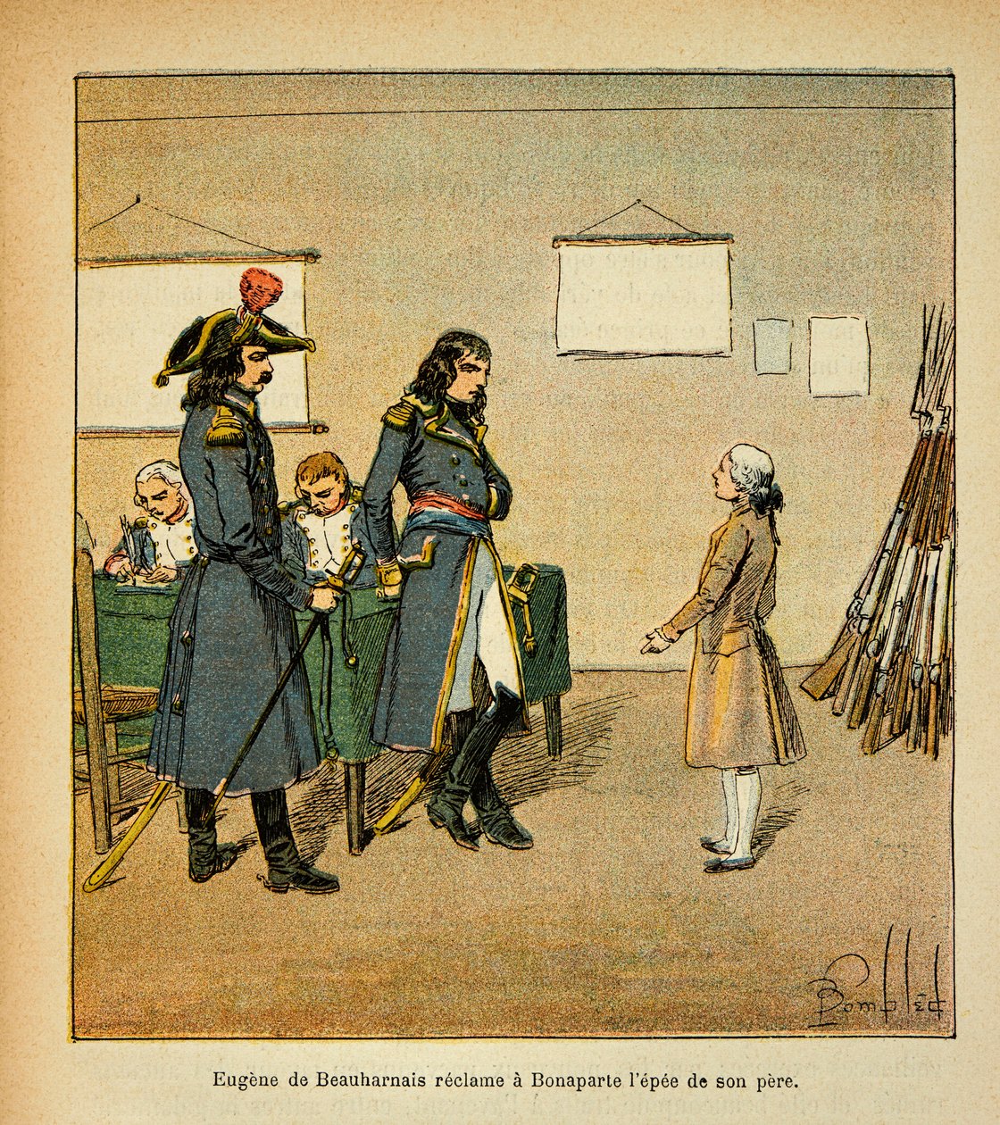 Ilustracja zbombardowanego Louisa (1862-1927) z książki „Memoriał św. Heleny” hrabiego Emmanuela de Las Cases (1766-1842): Eugene de Beauharnais (1781-1824) domaga się miecza swojego ojca w Bonaparte, kolekcja prywatna autorstwa Louis Charles Bombled