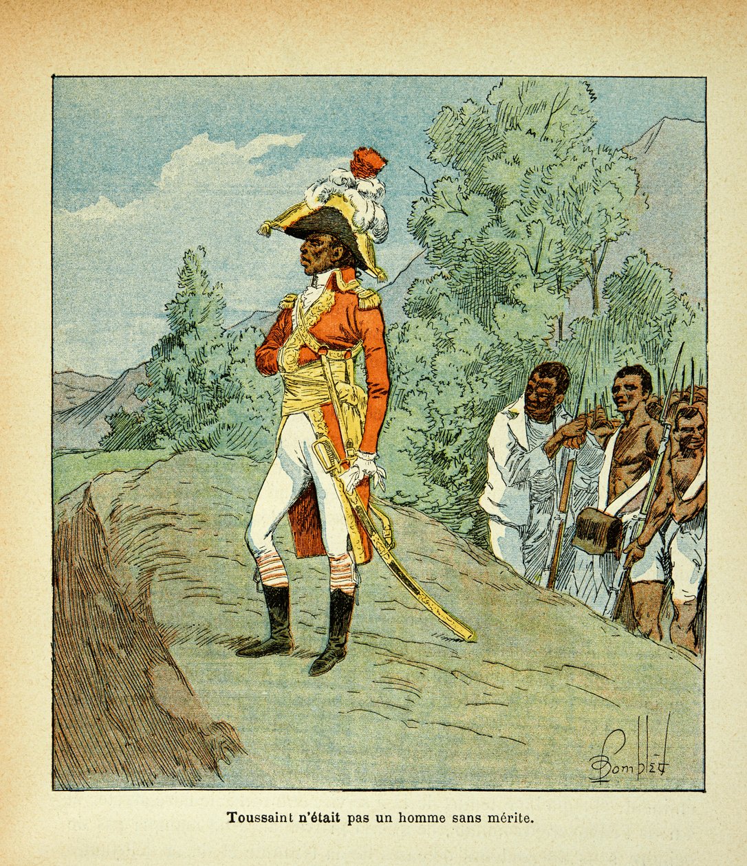 Ilustracja zbombardowanego Louisa (1862-1927) z książki „Memoriał św. Heleny” hrabiego Emmanuela de Las Cases (1766-1842): Portret Toussaint Louverture (1743-1803) Kolekcja prywatna autorstwa Louis Charles Bombled