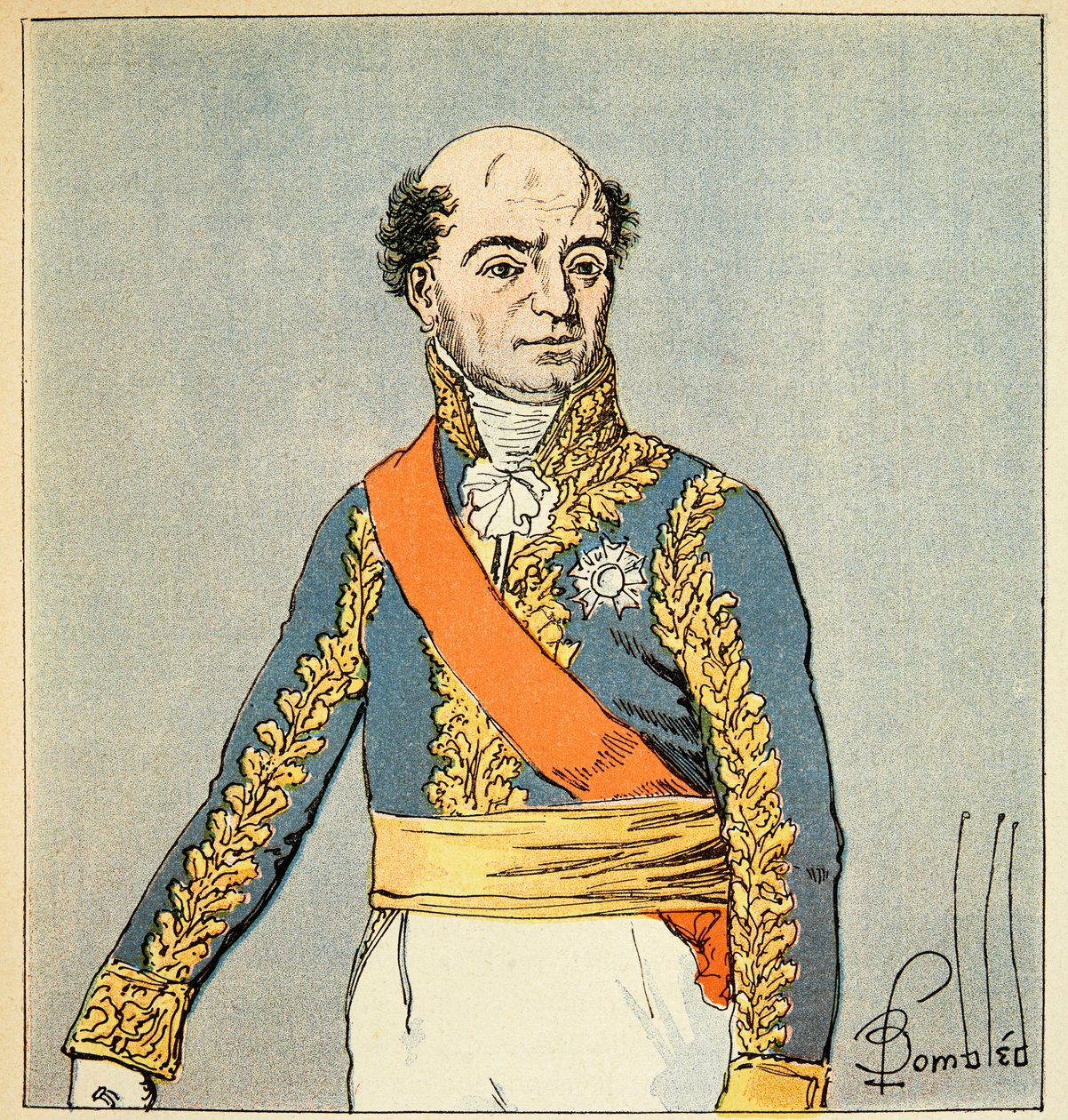 Ilustracja zbombardowanego Louisa (1862-1927) z książki „Memoriał św. Heleny” hrabiego Emmanuela de Las Cases (1766-1842): Portret marszałka Katarzyny Dominique de Perignon (1754-1818) Kolekcja prywatna autorstwa Louis Charles Bombled
