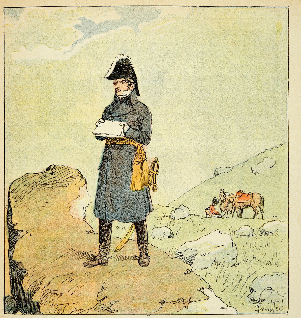 Ilustracja zbombardowanego Louisa (1862-1927) z książki „Memoriał św. Heleny” hrabiego Emmanuela de Las Cases (1766-1842): Portret marszałka Laurenta de Gouvion Saint Cyr (1764-1830) Kolekcja prywatna autorstwa Louis Charles Bombled