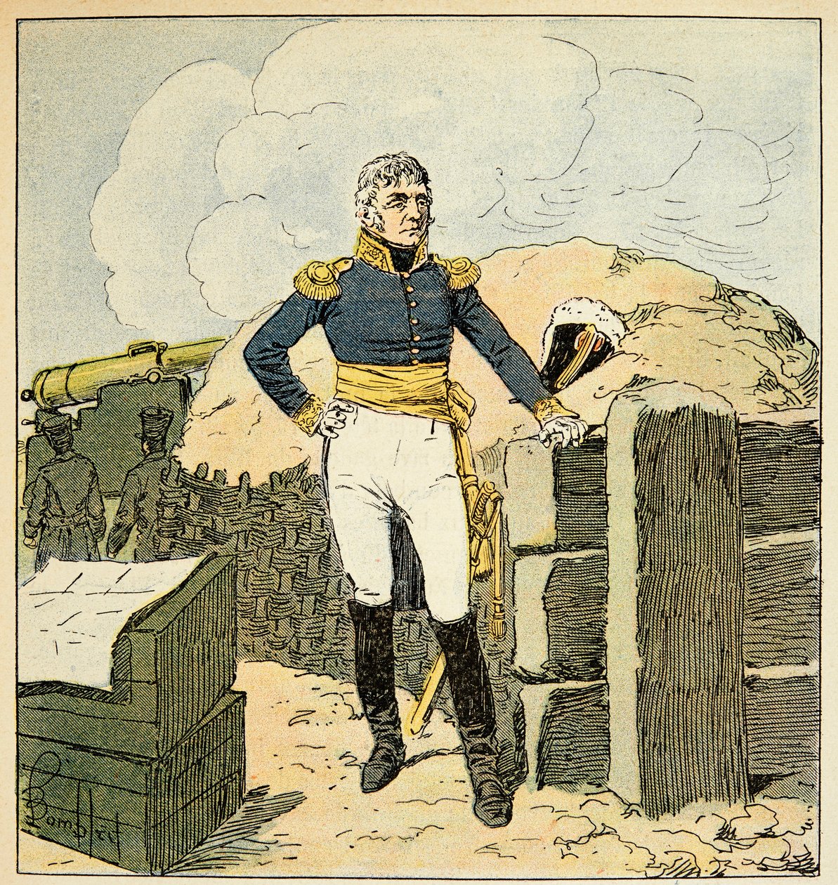 Ilustracja zbombardowanego Louisa (1862-1927) z książki „Memoriał św. Heleny” hrabiego Emmanuela de Las Cases (1766-1842): Portret marechala Francois Joseph Lefebvre (1755-1820), księcia Dantzig, kolekcja prywatna autorstwa Louis Charles Bombled
