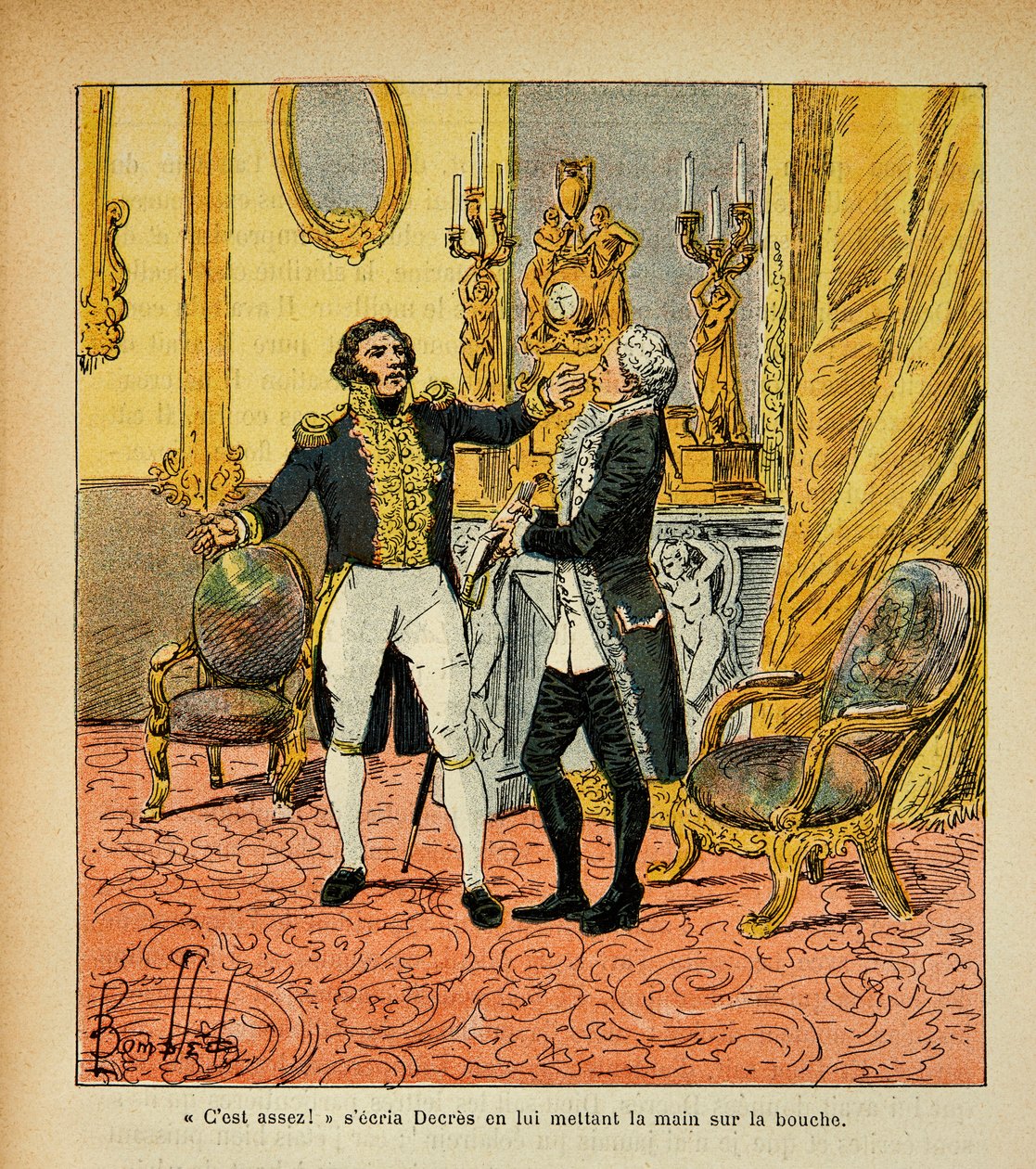 Ilustracja zbombardowanego Louisa (1862-1927) z książki „Memoriał św. Heleny” hrabiego Emmanuela de Las Cases (1766-1842): Talleyrand (1754-1838) w obliczu dekretów Denisa (1761-1820) Kolekcja prywatna autorstwa Louis Charles Bombled
