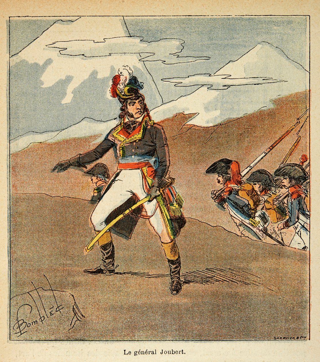 Ilustracja zbombardowanego Louisa (1862-1927) z książki „Memoriał św. Heleny” hrabiego Emmanuela de Las Cases (1766-1842): Portret generała Jouberta (1769-1799), kolekcja prywatna autorstwa Louis Charles Bombled
