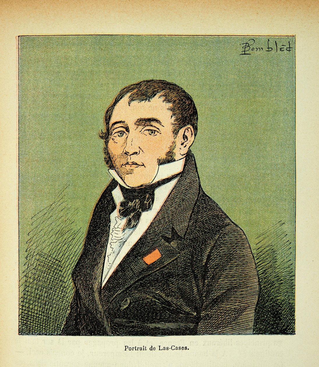 Ilustracja zbombardowanego Louisa (1862-1927) z książki „The memorial se Sainte Helene” hrabiego Emmanuela de Las Cases (1766-1842): Portrait of Las Cases, Private Collection autorstwa Louis Charles Bombled