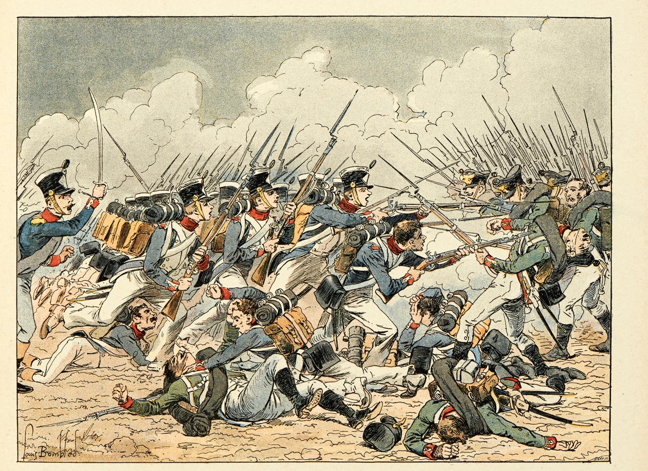 Ilustracja zaczerpnięta z książki „Les heros du Siecle”, anegdotyczne recytacje Dicka de Lonlay i ilustrowane przez Louisa Bombleda (1862-1927) autorstwa Louis Charles Bombled