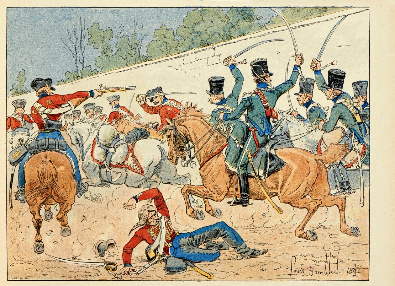 Ilustracja zaczerpnięta z książki „Les heros du Siecle”, anegdotyczne recytacje Dicka de Lonlay i ilustrowane przez Louisa Bombleda (1862-1927) autorstwa Louis Charles Bombled
