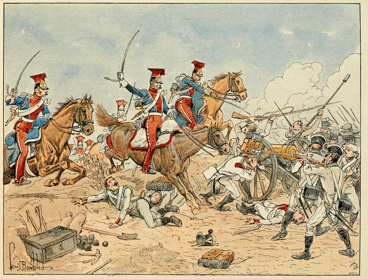 Ilustracja zaczerpnięta z książki "The Heros of the Siecle", anegdoty autorstwa Dicka de Lonlay i zilustrowana przez Louisa Bombleda (1862-1927). autorstwa Louis Charles Bombled