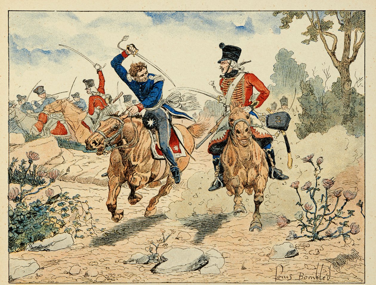 Ilustracja zaczerpnięta z książki „Bohaterowie Siecle”, anegdotyczne recytacje Dicka de Lonlay i ilustrowane przez Louisa Bombleda (1862-1927) autorstwa Louis Charles Bombled