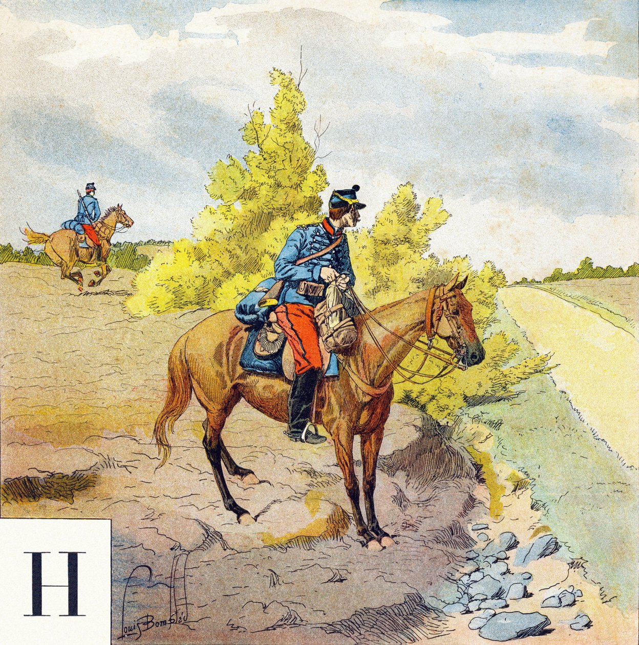 Litera H: Huzary, „Będę żołnierzem” – alfabet wojskowy autorstwa Louis Charles Bombled